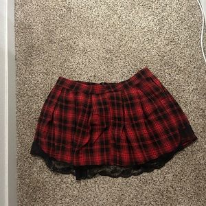 Hot topic mini plaid goth skirt lace